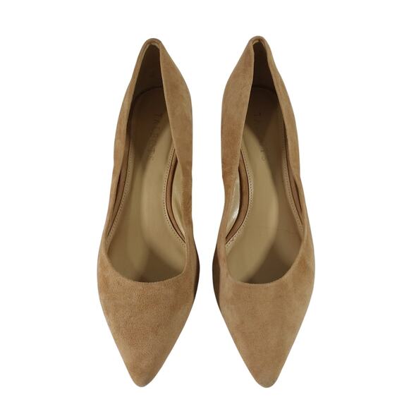 NWOT! TALBOTS! FAWN BEIGE/TAN GENUINE SUEDE LEATHER WEDGE HEEL PUMPS! SZ 9M - Picture 4 of 10